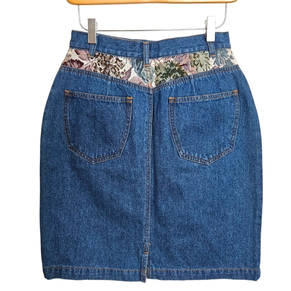 Vintage 80s 26" waist deadstock denim tapestry mini skirt - Picture 4 of 7